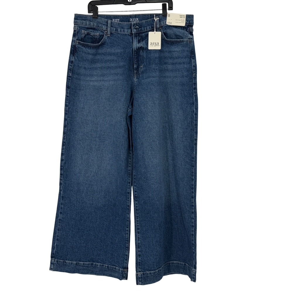 ANA A NEW APPROACH Women's Size 18 High Rise Wide Leg Jeans Blue Denim